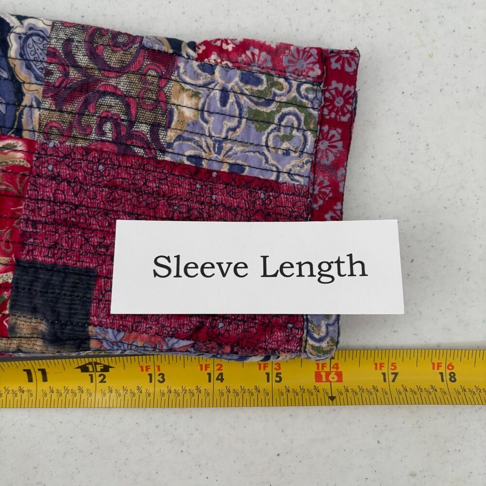 Womens Quilted Patchwork Jacket Medium Button Up … - image 6